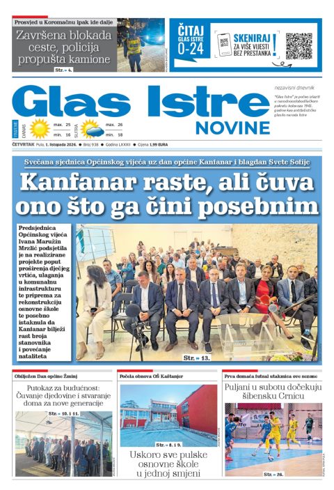 Glas Istre, 1. listopada 2026.